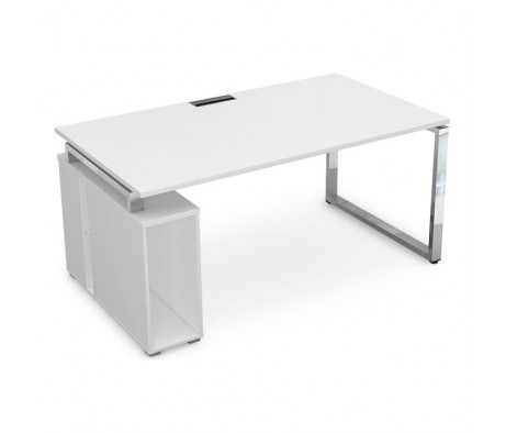 Стол с тумбой под системный блок (1600*900*750) НССБ-О.994 Gloss Line белого цвета
